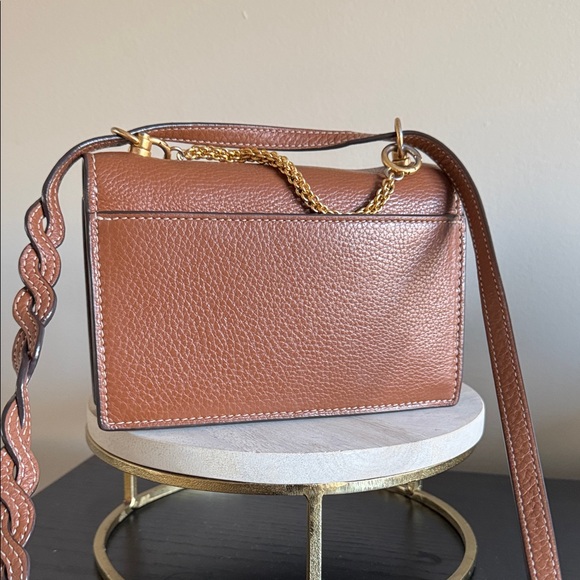 Tory Burch Saddle Brown Pebbled Leather Crossbody with Gold Logo - Picture 6 of 6